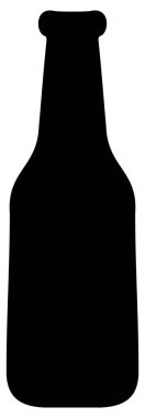 Şeffaf bir arka planda izole edilmiş siyah bir bira şişesi silueti. Minimum vektör yassı alkol ikonu