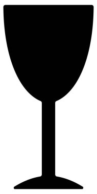 Düz siyah şarap kadehinden ince saplı simge. Şeffaf arkaplanda izole edilmiş alkollü içecek vektör silueti