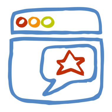 İnternet sitesinin mavi-yeşil-kırmızı-turuncu karalaması. El çizimi renk çizgisi vektör simgesi