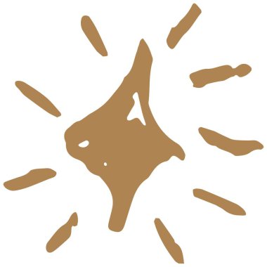 Işık huzmeleriyle parlayan bir tatil yıldızı. Kabataslak vektör klipsi şeffaf arkaplanda izole edildi. Şenlikli el çizimi çocuksu bir resim.