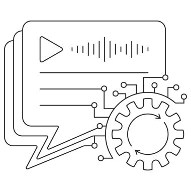 AI Metin İşleme Simgesi. Şeffaf arkaplanda ince çizgileri olan basit tek renkli siyah vektör çizgisi. Çizgi kalınlığı düzenlenebilir