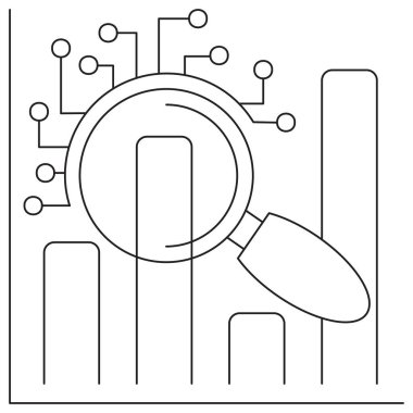 AI Trend Analiz simgesi. Şeffaf arkaplanda ince çizgileri olan basit tek renkli siyah vektör çizgisi. Çizgi kalınlığı düzenlenebilir