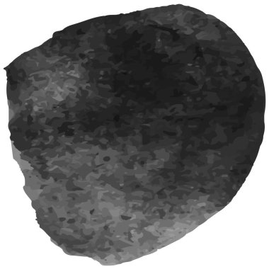 Şeffaf arkaplanda izole edilmiş siyah suluboya lekesinin vektör çizimi. Üst üste koymak için elle çizilmiş yuvarlak çerçeve