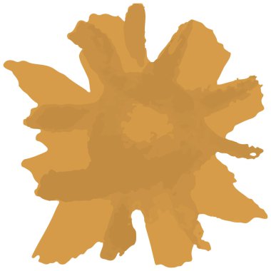 Çiçek şeklinde suluboya turuncu leke ya da şeffaf bir arkaplanda izole edilmiş yıldız. Sert, el çizimi çocuksu karalama. Vektör ortamı