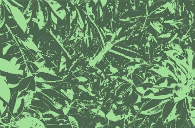 Yapraklı manolya ağacının siluetleriyle kaplamak için pürüzlü yeşil monokrom dokusu. Soyut klasik eski püskü, çizilmiş vektör deseni