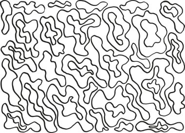 Soyut dalgalı doğrusal, pürüzsüz tekrarlayan siyah desen. Şeffaf arkaplanda izole edilmiş biçimsiz düzensiz düzgün hatları olan vektör kümesi. İşaretli elle çizilmiş çizgiler