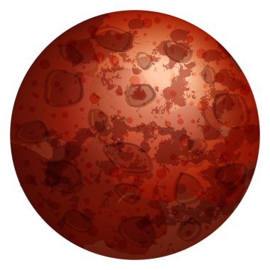 Kızıl Gezegen Mars. Güneş Sistemi 'ndeki uzay nesnesinin, şeffaf bir arkaplanda izole edilmiş hali. Kozmik evren için vektör astronomik element