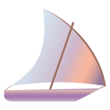 Basit bir yelkenli ikonu. Yelkenli balıkçı teknesinin beyaz arka planda izole edilmiş basit vektör tırmanışı