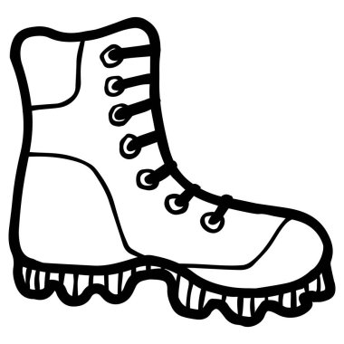 Bir yürüyüş botunun çocuksu el yazısı çizimi. Şeffaf arkaplanda basit bir çizgi film simgesi izole edildi