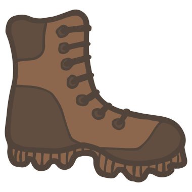 Kahverengi yürüyüş botu karalaması. Şeffaf arkaplanda basit vektör renk düz simgesi izole