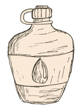 İçkiyle mataranın kabataslak çizimi. Basit düz kahverengi freehand vektör karalama şeffaf arkaplanda izole