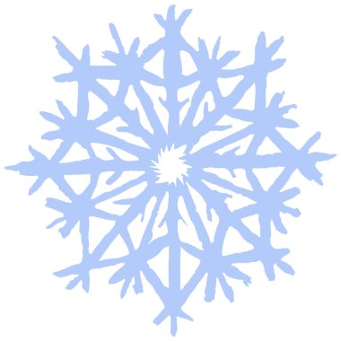 Tek bir açık mavi kar tanesinin el çizimi karalaması. Vektör çizgi film renk çizimi şeffaf arkaplanda izole edildi