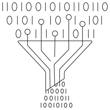 Data Compression icon. Simple outline monochrome black vector pictogram with thin lines on a transparent background. Line thickness is editable clipart