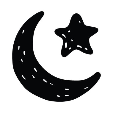 El çizimi ay çizgisi sanatı, Ramazan Kavramı Vektör İllüstrasyonu.