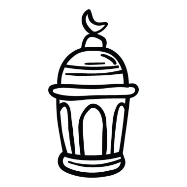 Ramazan Kareem fener asıyor, lamba hattı simgeleri. Arap tasarım elementi. İslam nişanı. Çelenk selamı. Müslüman festivali. Vektör illüstrasyonu.