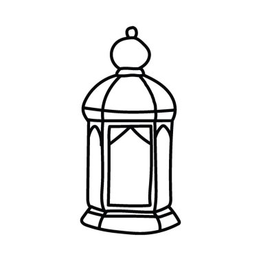 Ramazan Kareem fener asıyor, lamba hattı simgeleri. Arap tasarım elementi. İslam nişanı. Çelenk selamı. Müslüman festivali. Vektör illüstrasyonu.