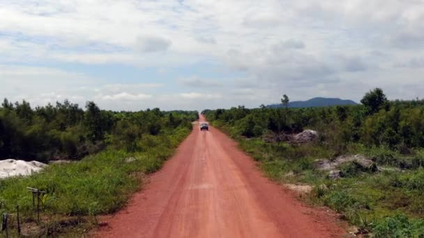 Vägar Och Transport Palmoljeplantager Indonesien Bil Väg — Stockvideo