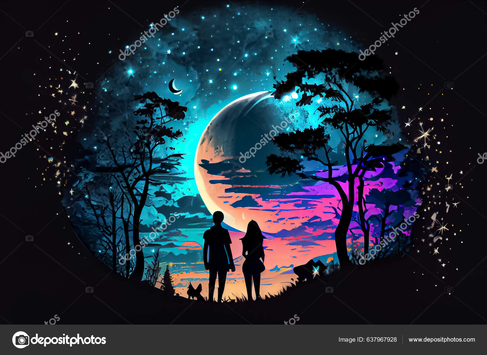 Cute Couple Fall in Love Silhouette Graphic by curutdesign · Creative  Fabrica