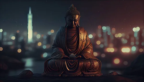 Bouddha paisible en méditation style ancien