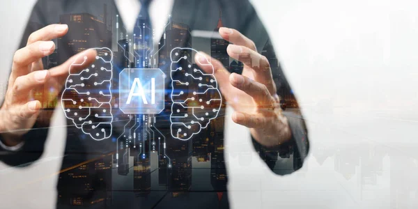 Artificial Intelligence, Ai technology, using technology smart robot AI, artificial intelligence by enter command prompt for generates something, Chat with AI, Futuristic technology transformation.