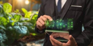 tarım ve modern teknoloji çiftçisi akıllı tarım teknolojilerini yapay zeka kullanarak kullanıyor.