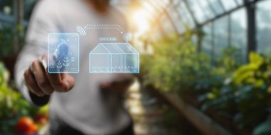 tarım ve modern teknoloji çiftçisi akıllı tarım teknolojilerini yapay zeka kullanarak kullanıyor.