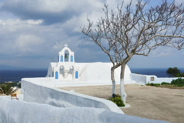 White Architecture Santorini Island Greece Beautiful Landscape Sea View Cloudy — Stock Photo, Image