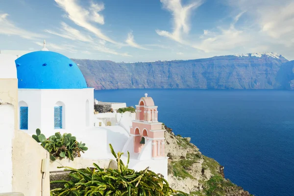 Arquitectura Blanca Isla Santorini Grecia Hermoso Paisaje Con Vista Mar —  Fotos de Stock