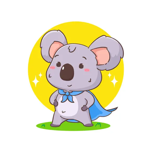 Cute Hero Koala Bear Cartoon Character Adorable Kawaii Animal Vector — Stock Vector