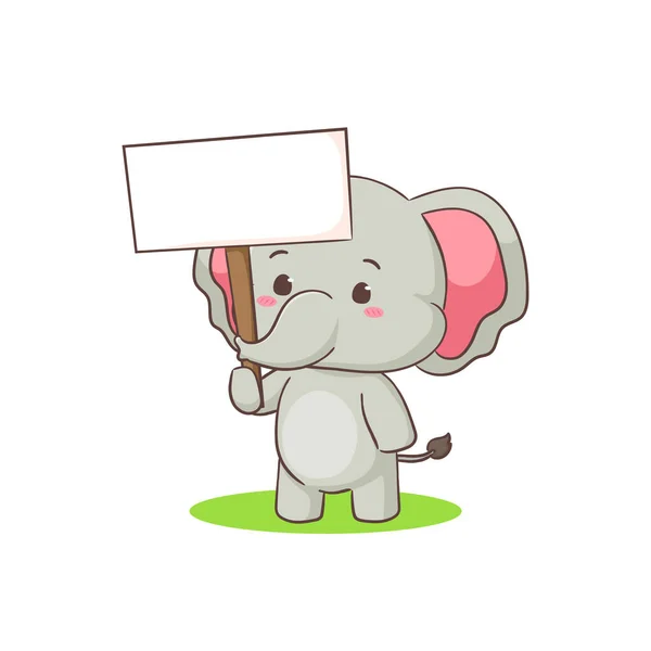 Lindo Personaje Dibujos Animados Elefante Sosteniendo Tablero Vacío Adorable Concepto — Archivo Imágenes Vectoriales