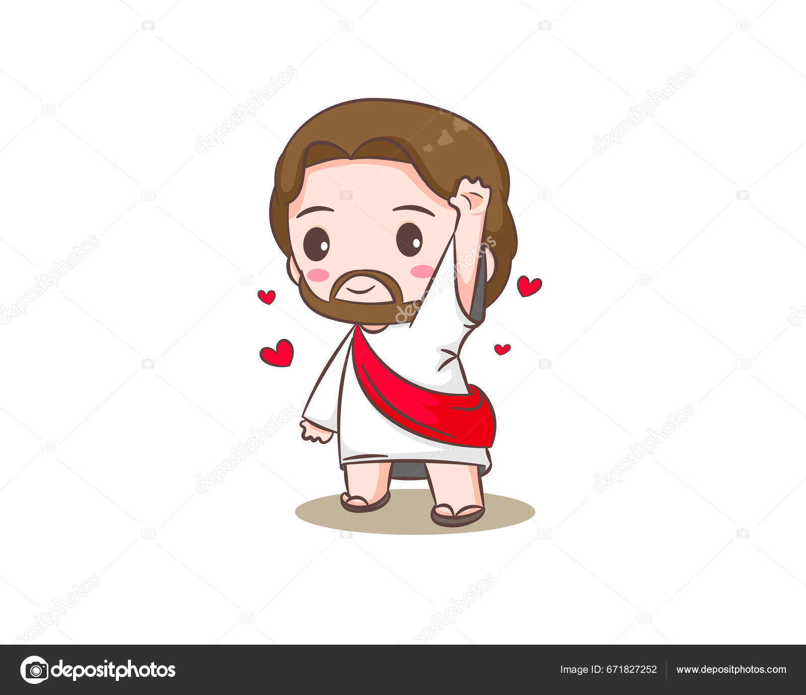 用问候语问候耶稣基督卡通画手绘Chibi字符剪贴画孤立的白色背景给孩子们的基督教圣经吉祥物图标矢量艺术插图图库矢量图©Crystal_Snow  671827252, image size:1600x1380