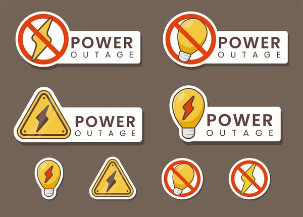Bundle Set Blackout Power Outage Icon Sticker — Stock Vector