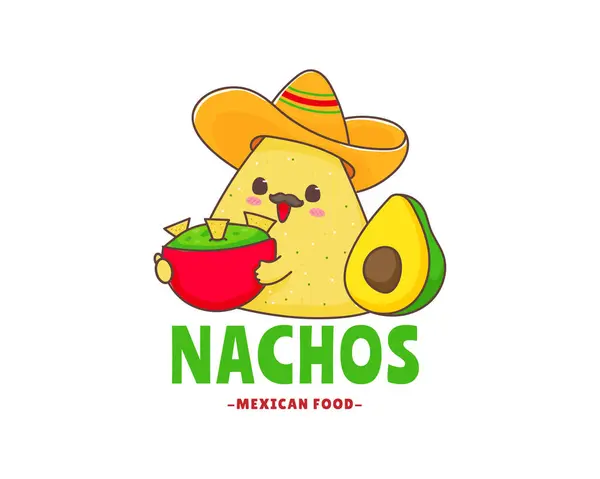 Nachos Cartoon Logo Vintage Retro Mexican Food Traditional Street Food — Stock Vector