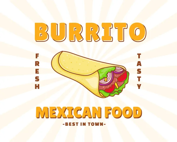 Cuisine Traditionnelle Mexicaine Délicieux Burritos Super Savoureux Mexicain Street Food — Image vectorielle