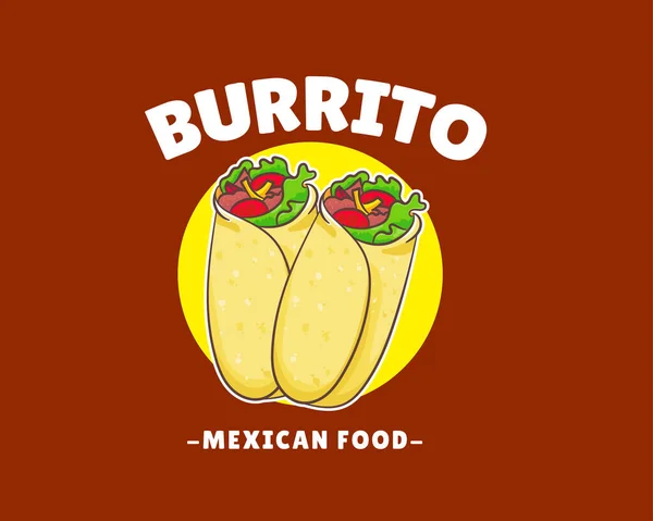 Hand Drawn Burrito Cartoon Logo Mexican Traditional Street Food Food — Stock Vector
