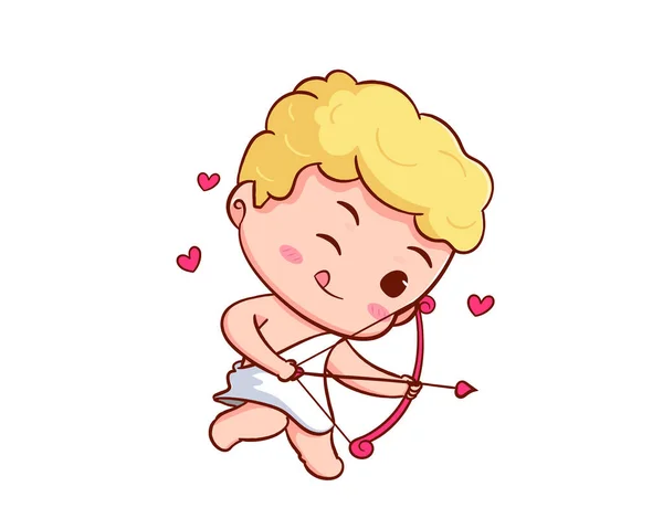 Cute Adorable Cupid Cartoon Character Amur Babies Little Angels God — Stock Vector