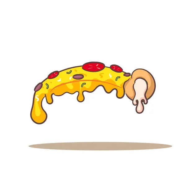 Tranche Pizza Fondu Dessin Animé Style Plat Conception Concept Restauration — Image vectorielle