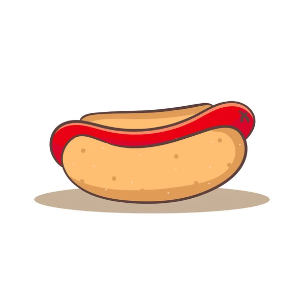 Hotdog Çizgi Filmi Düz Stil Fast Food Konsept Tasarımı Zole — Stok Vektör