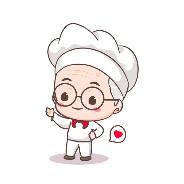 Carino Cartone Animato Del Nonno Chef Nonno Cucina Logo Vettoriale — Vettoriale Stock