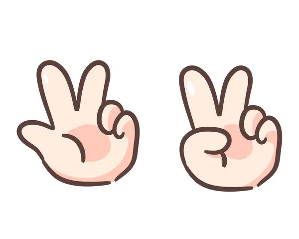 Cute Peace Hand Icon Cartoon Vector Illustration Finger Gesture Gestures — Stock Vector