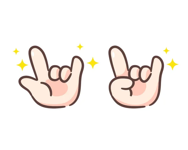 Cute Metal Rock Hand Icon Cartoon Vector Illustration Rock Roll — Stock Vector