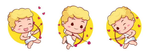 Set Lindo Personaje Dibujos Animados Adorable Cupido Bebés Amur Angelitos — Archivo Imágenes Vectoriales