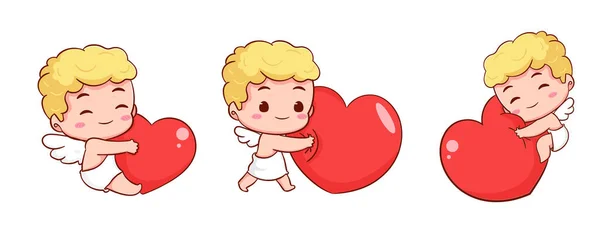 Set Mignon Adorable Personnage Dessin Animé Cupidon Bébés Amour Petits — Image vectorielle