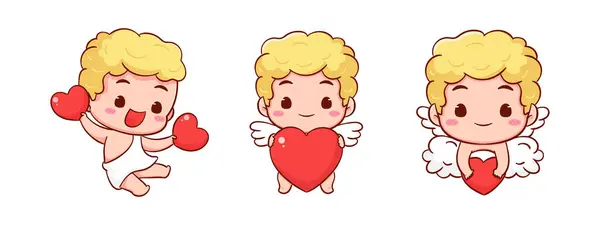 Установите Симпатичного Персонажа Мультфильма Adorable Cupid Амурские Младенцы Маленькие Ангелы — стоковый вектор