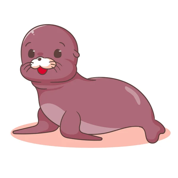 可爱的海狮卡通病媒 可敬的动物性格概念设计 吉祥物图上孤立的白色背景 — 图库矢量图片