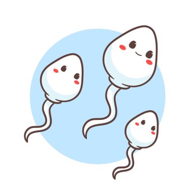 Cute sperms cell cartoon character. Health concept design. Vector art illustration clipart