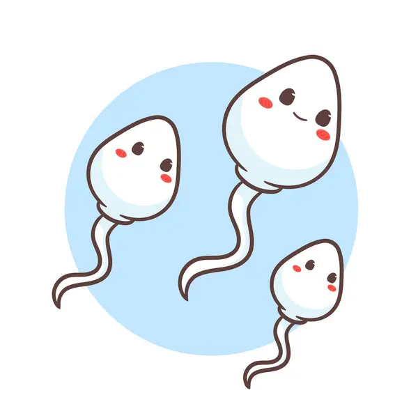 Carino Spermatozoi Personaggio Cartone Animato Cellulare Progettazione Concetto Salute Illustrazione — Vettoriale Stock