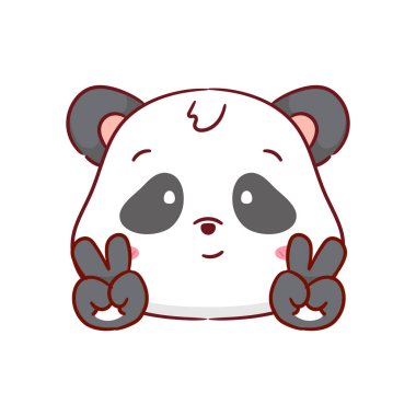 Şirin panda Barış Elçisi Hareketi Çizgi Filmi Karakteri. Sevimli ve Kawaii Hayvan Simgesi Maskot Tasarımı. Logo Vektörü İllüstrasyonu. İzole Beyaz Arkaplan.
