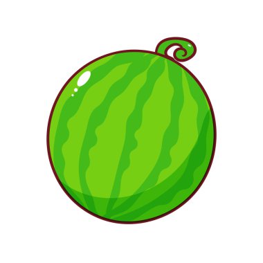 Karpuz Çizgi Film Vektörü. Fruit Summer Concept Design Illustration. El çizimi stili. İzole edilmiş beyaz arkaplan.