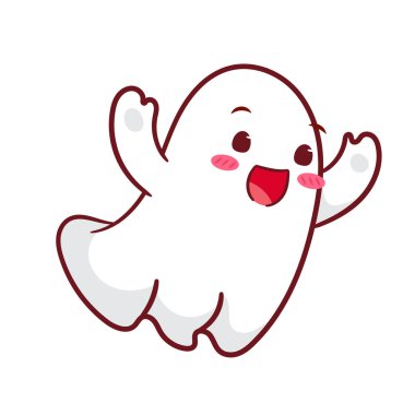 Tatlı Cadılar Bayramı hayalet çizimi. Tatil Konsepti Tasarımı. İzole Arkaplan